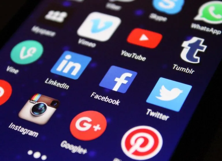 Smartphone with YouTube and social media apps