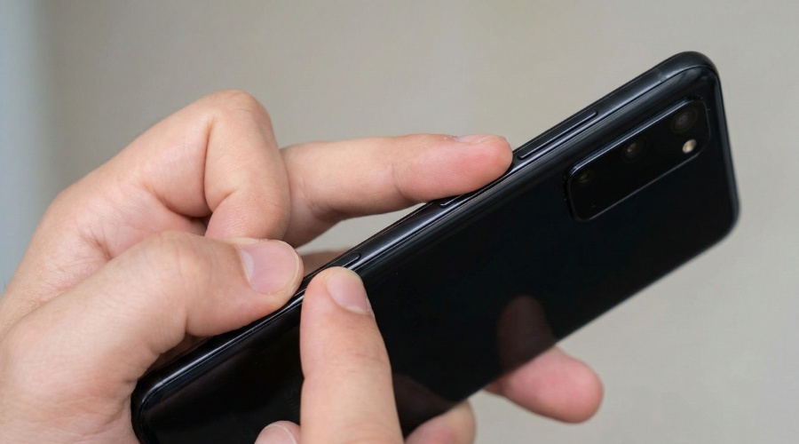 Laikykite įjungimo ir garso mažinimo mygtukus